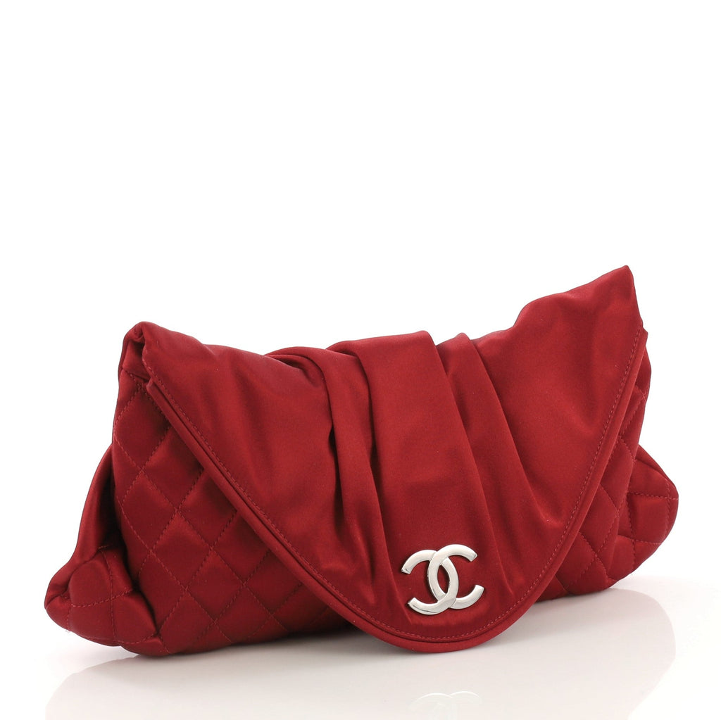 CC Half Moon Clutch Quilted Satin Large