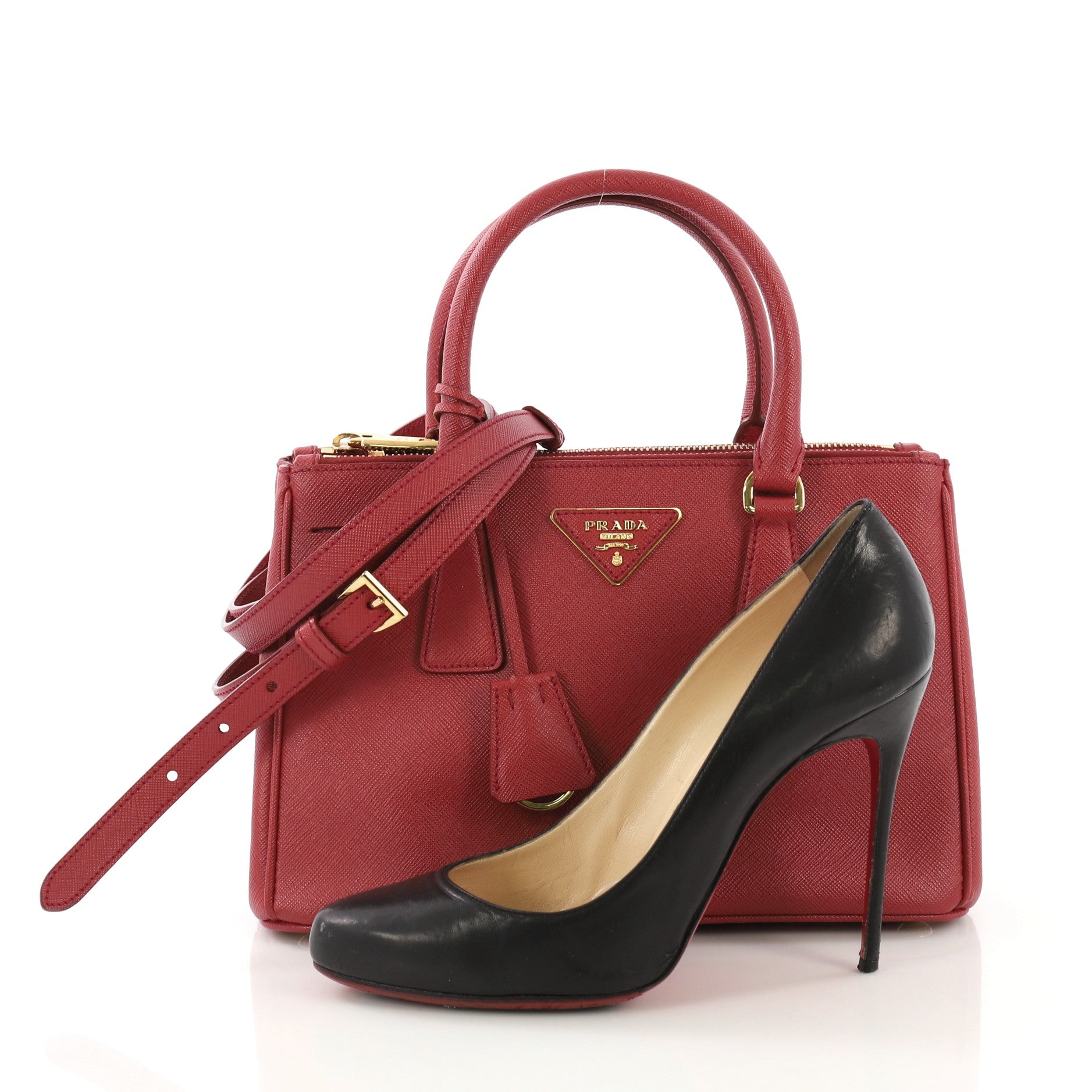 Double Zip Lux Tote Saffiano Leather Mini