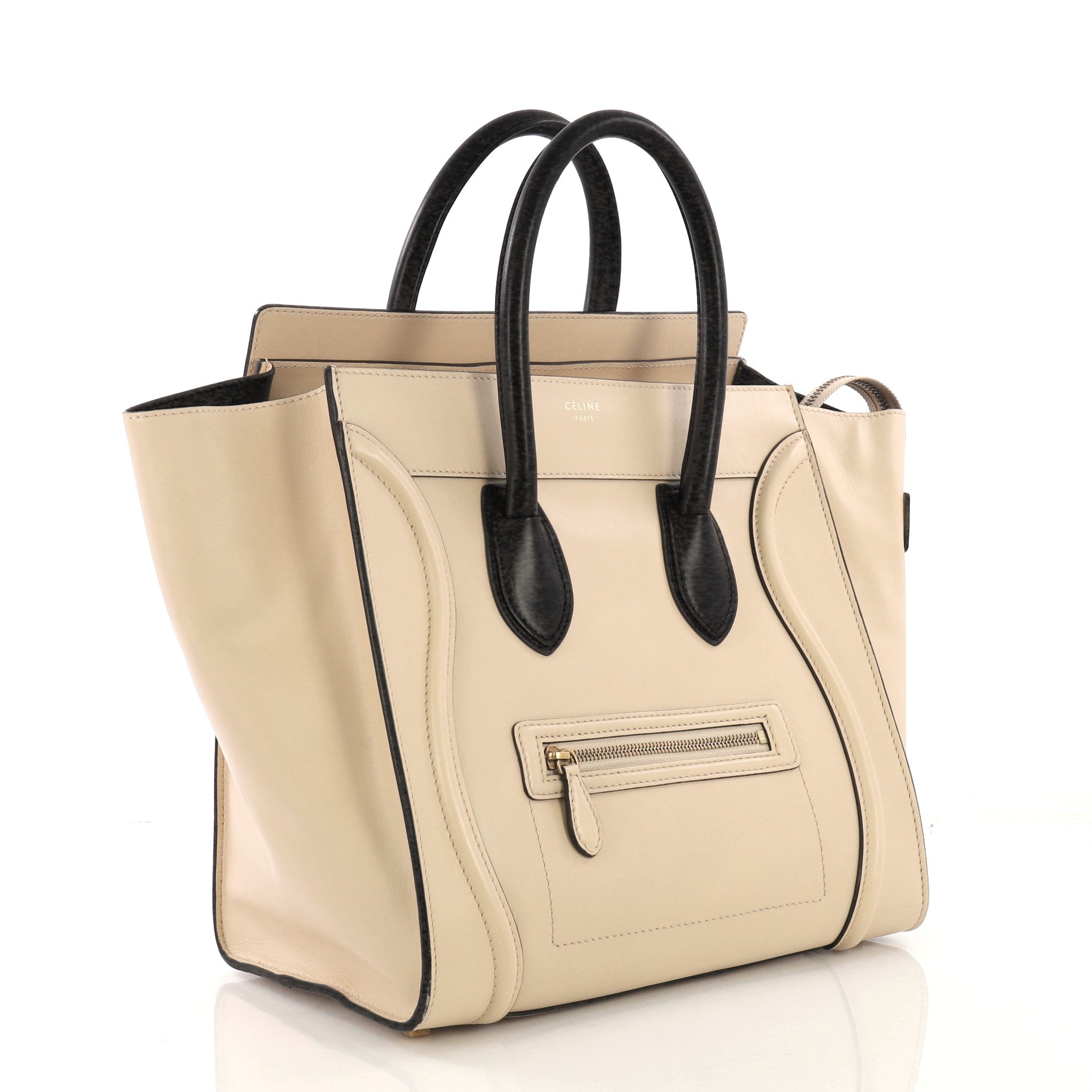 Bicolor Luggage Handbag Leather Mini