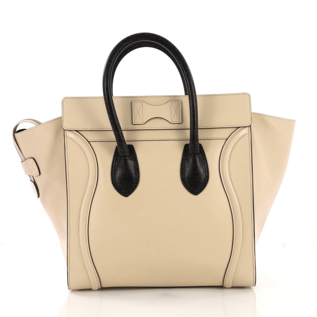 Bicolor Luggage Handbag Leather Mini