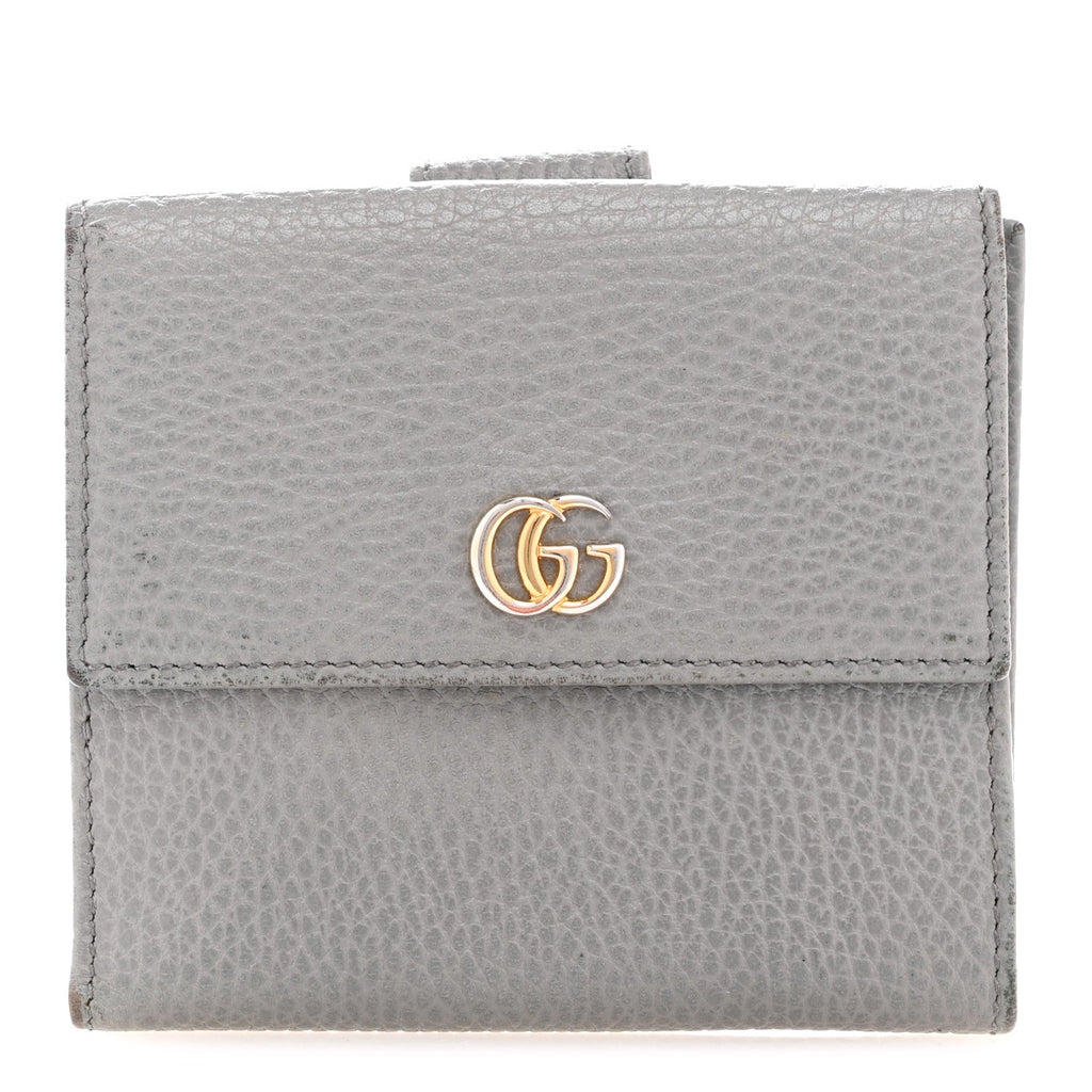 Dollar Calfskin Double G French Flap Wallet Grey