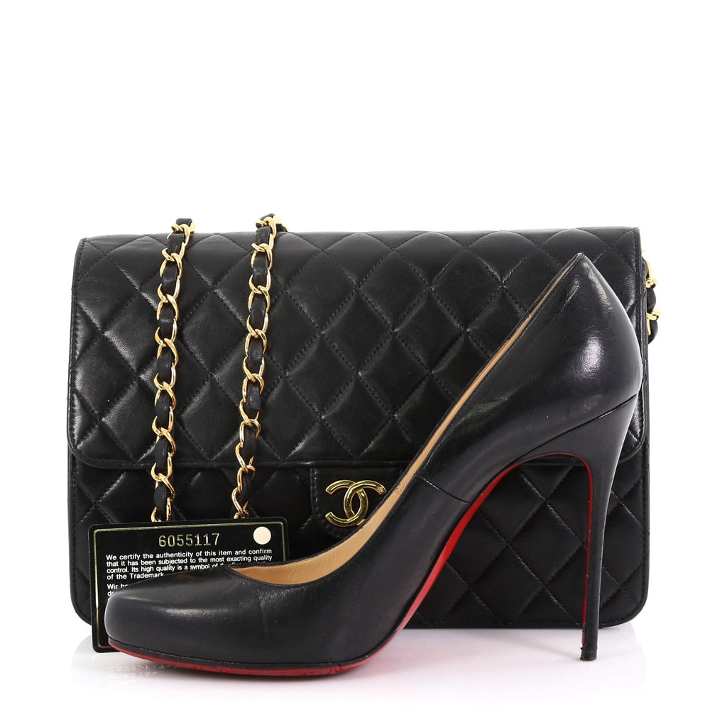 Vintage Clutch with Chain Quilted Leather Medium