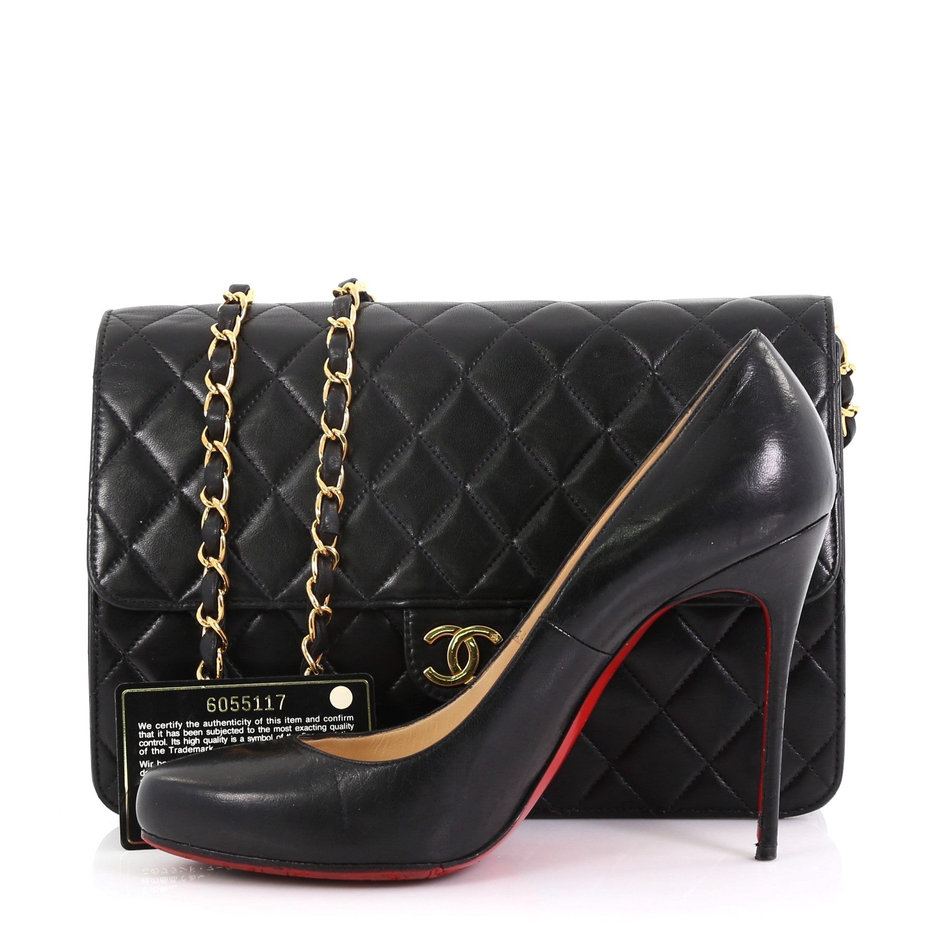Vintage Clutch with Chain Quilted Leather Medium
