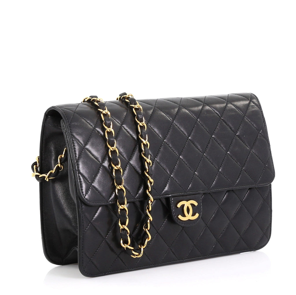 Vintage Clutch with Chain Quilted Leather Medium