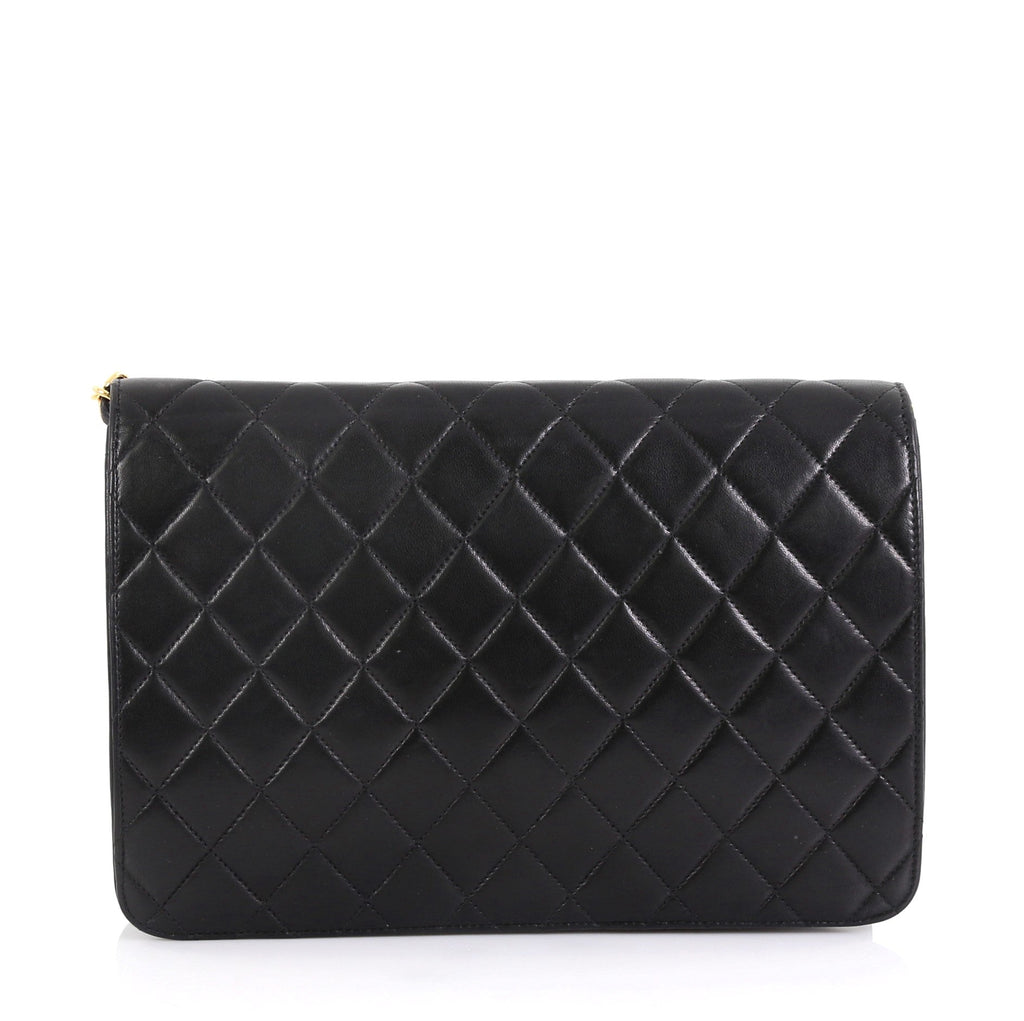 Vintage Clutch with Chain Quilted Leather Medium