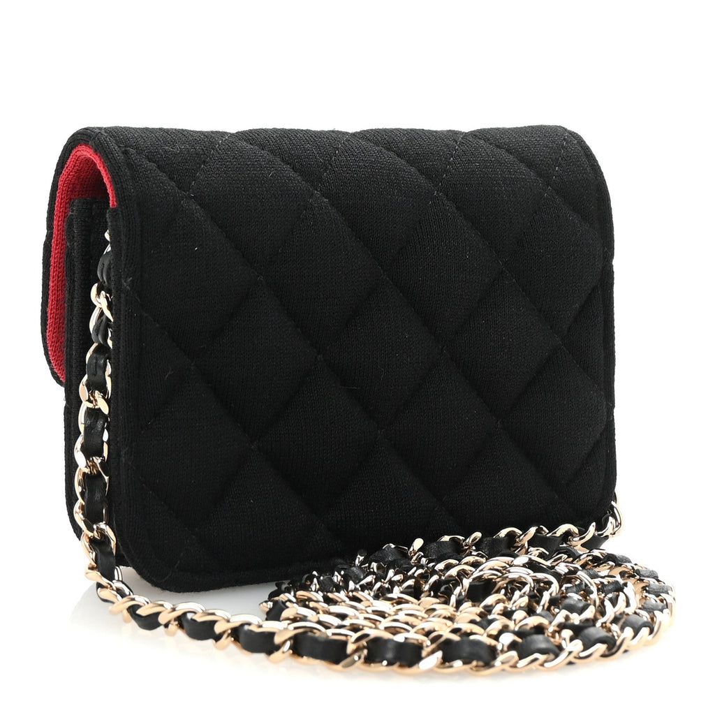 Jersey Quilted Micro Mini Flap Black