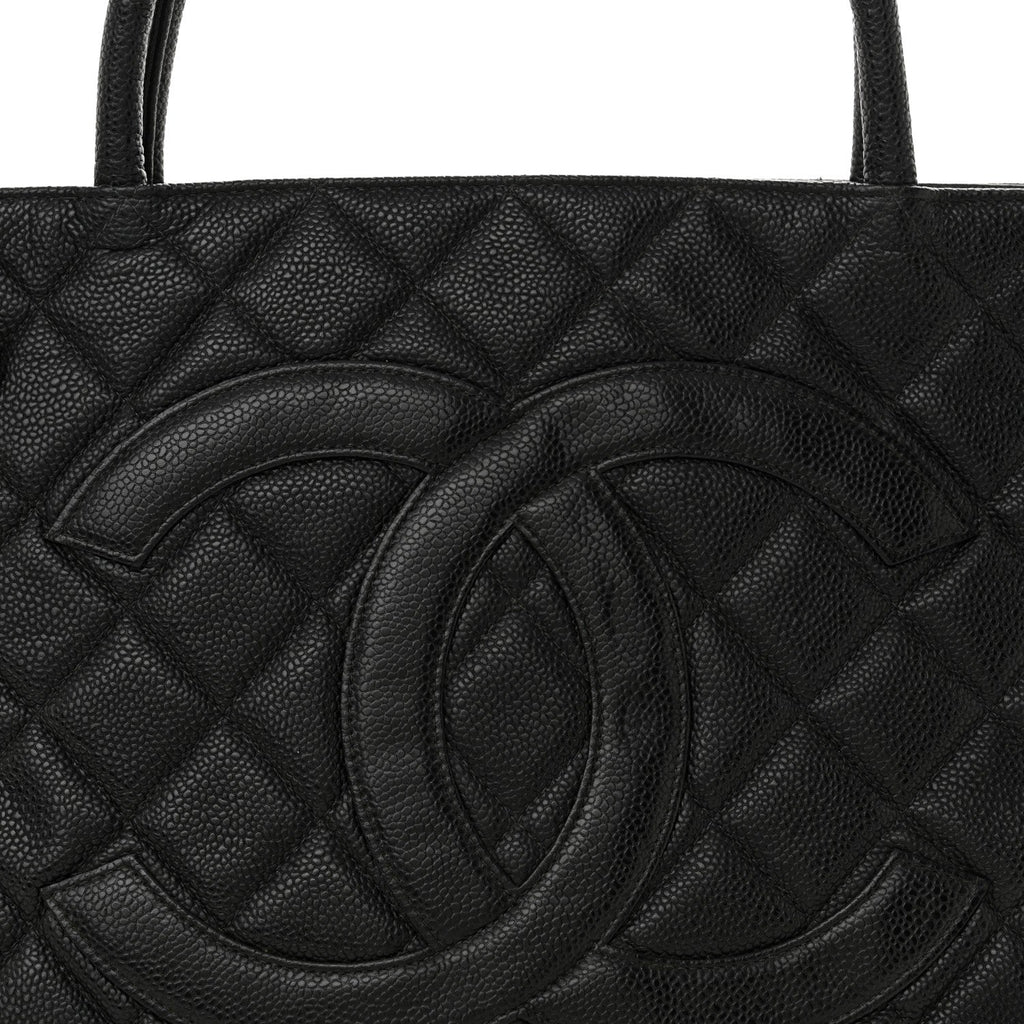 Caviar Quilted Medallion Tote Black
