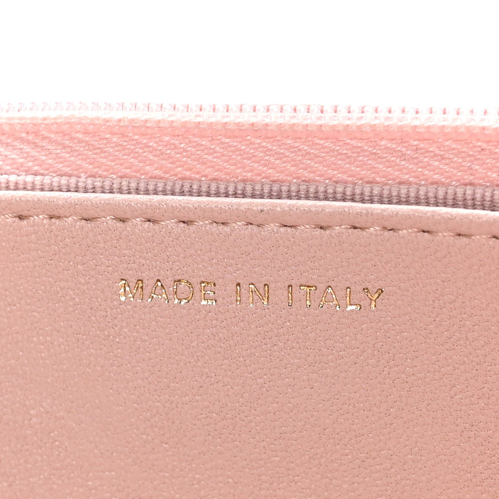 Shiny Lambskin Quilted Golden Links Wallet On Chain WOC Light Pink