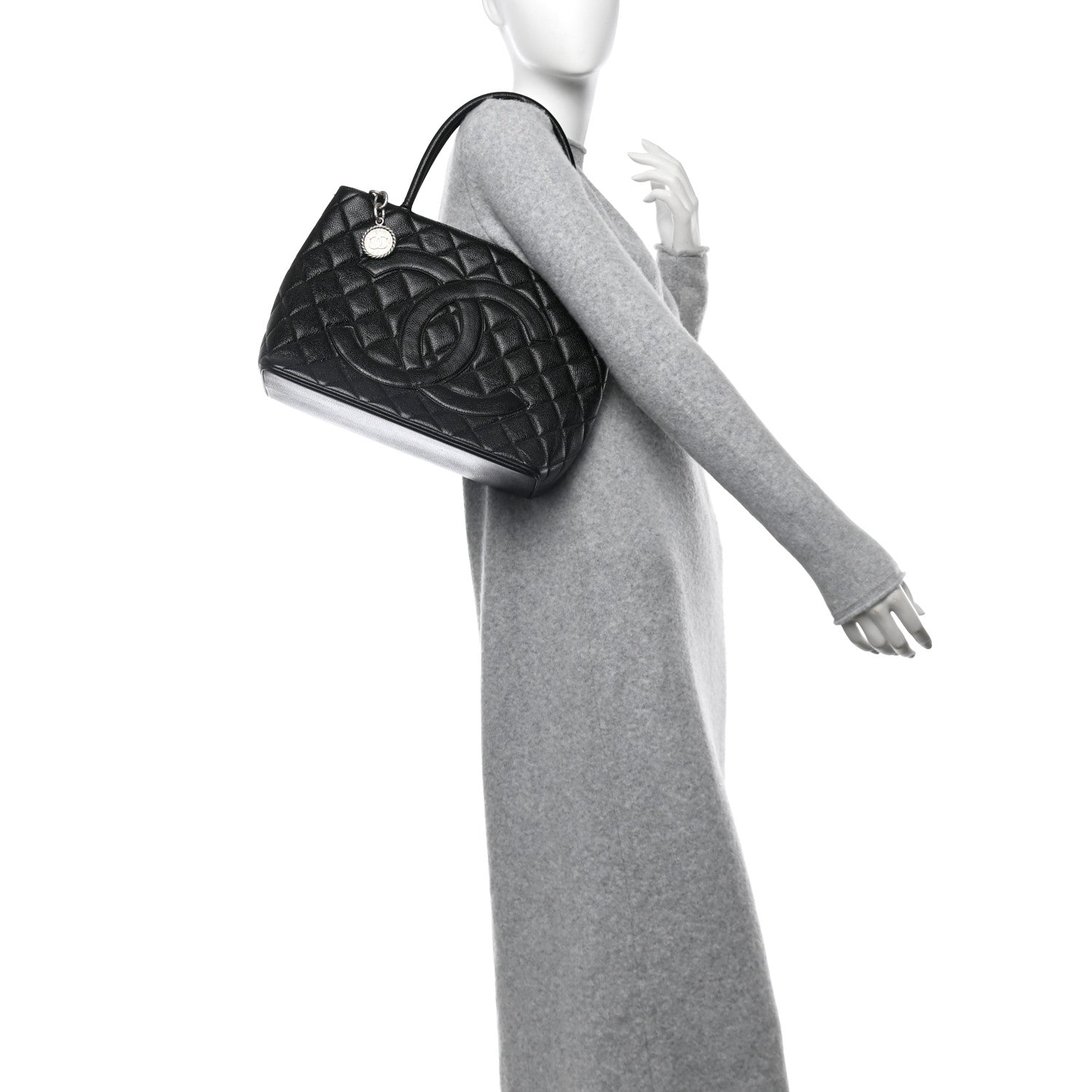 Caviar Quilted Medallion Tote Black
