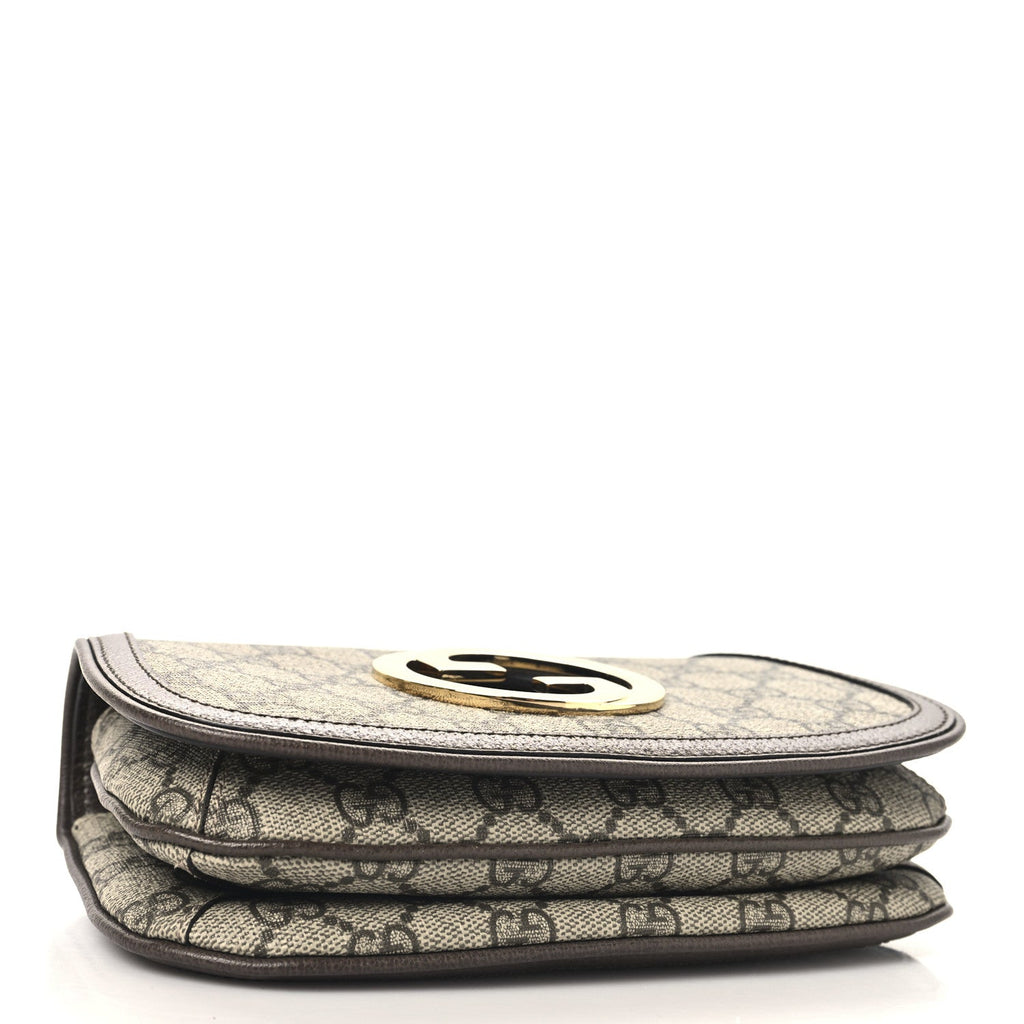GG Supreme Monogram Textured Dollar Calfskin Blondie Belt Bag 95 38  Beige Ebony New Acero