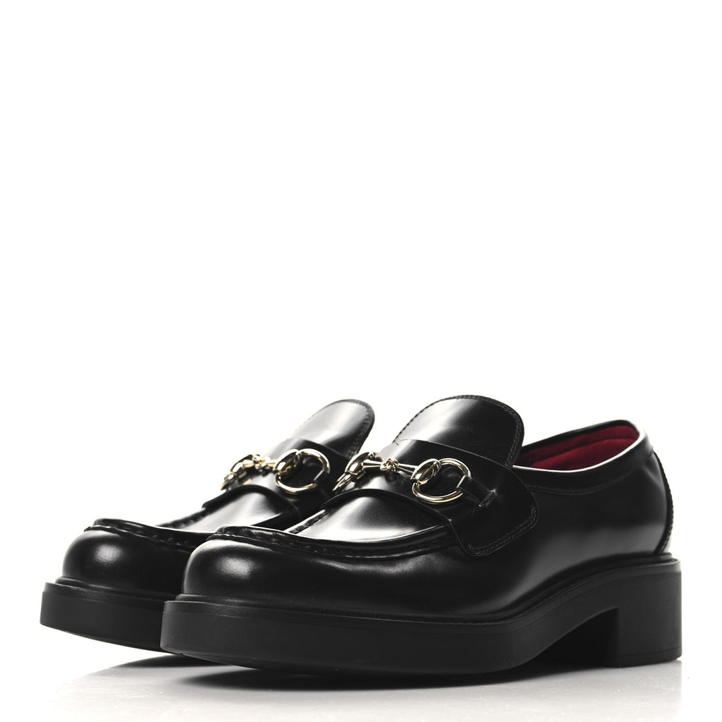 Cordovan Lux Horsebit Womens Lug Sole Loafers 35.5 Black