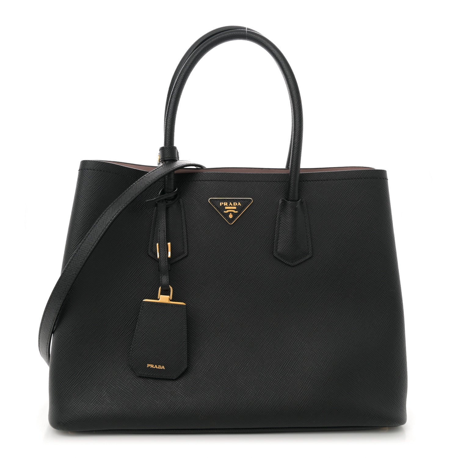 Saffiano Cuir Medium Double Bag Black Mughetto