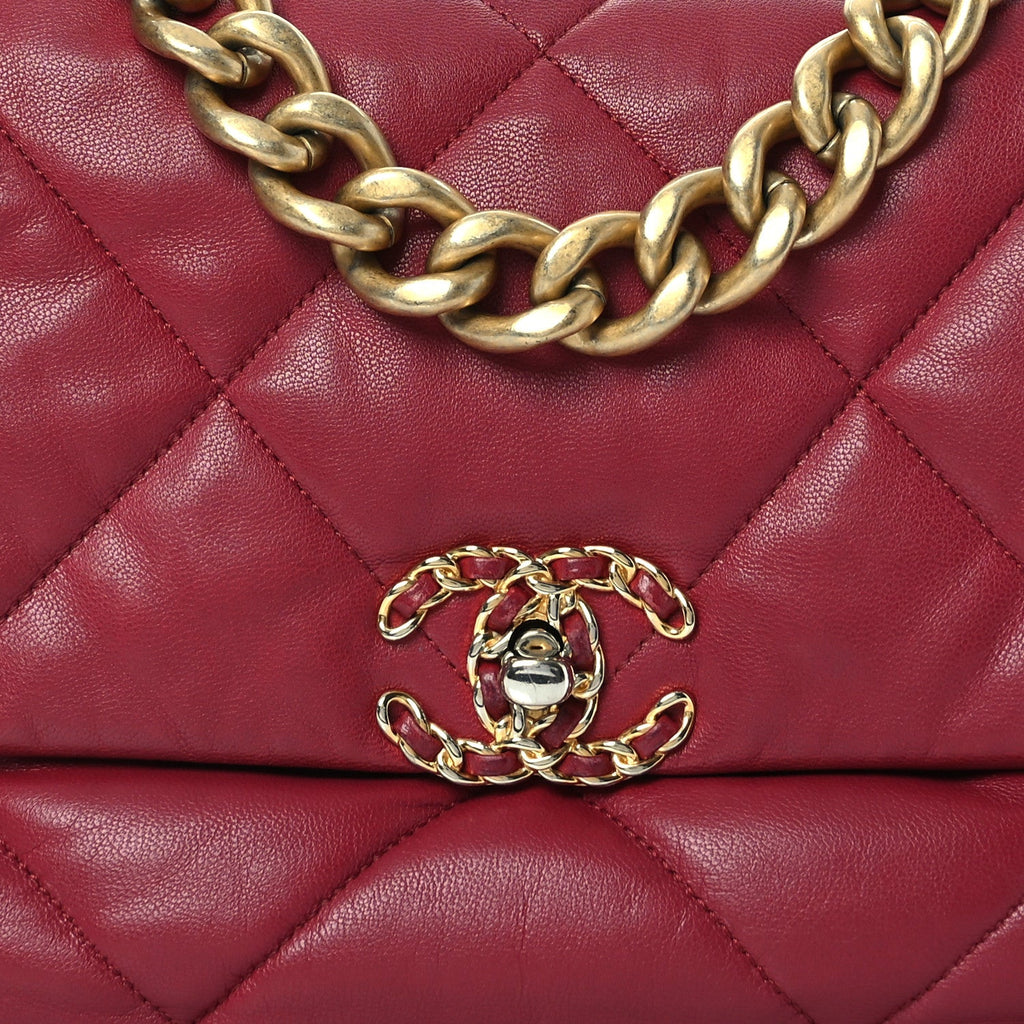 Goatskin Quilted Large Chanel 19 Flap Dark Pink
