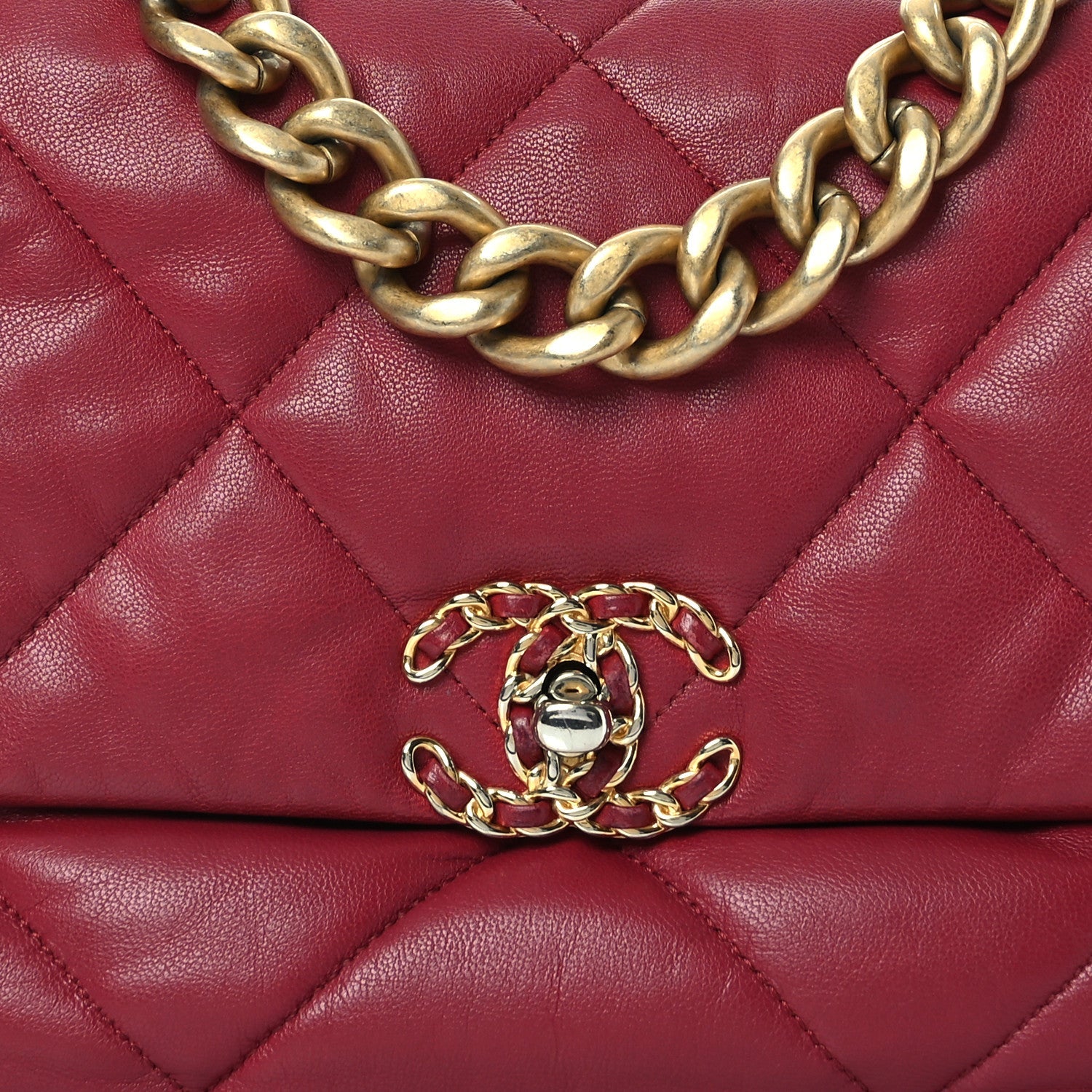 Goatskin Quilted Large Chanel 19 Flap Dark Pink
