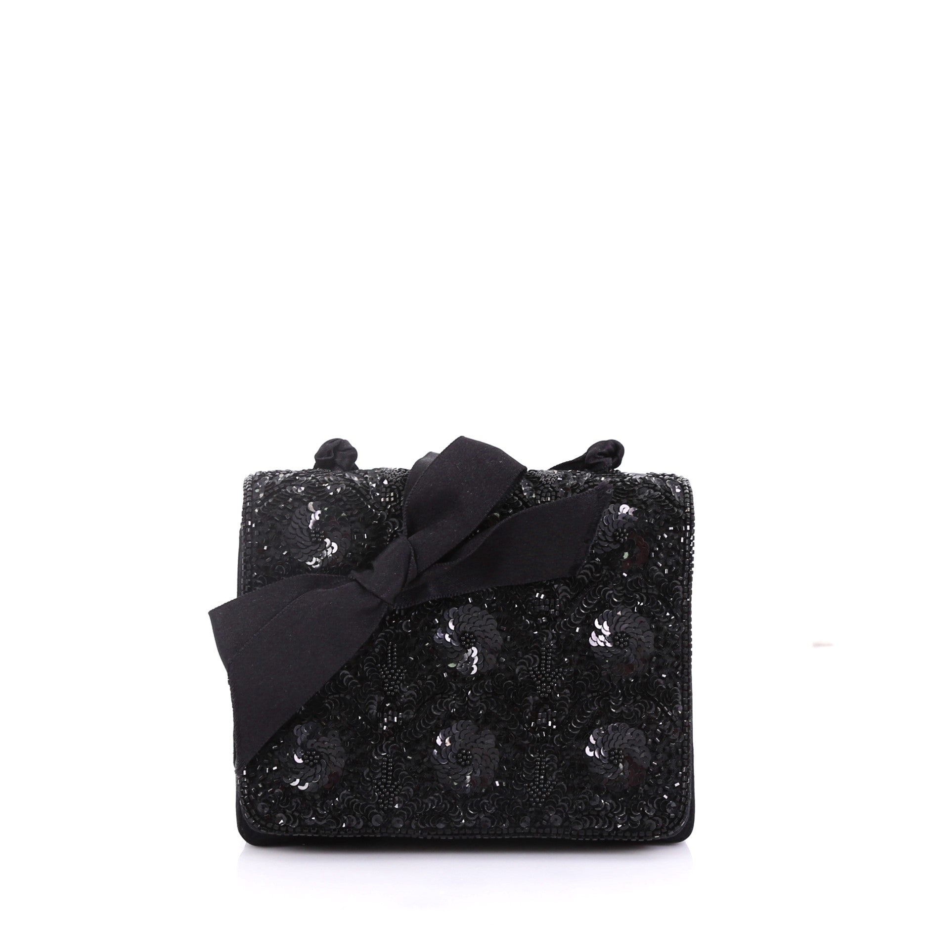 Vintage Evening Flap Bag Sequin Embellished Satin Mini