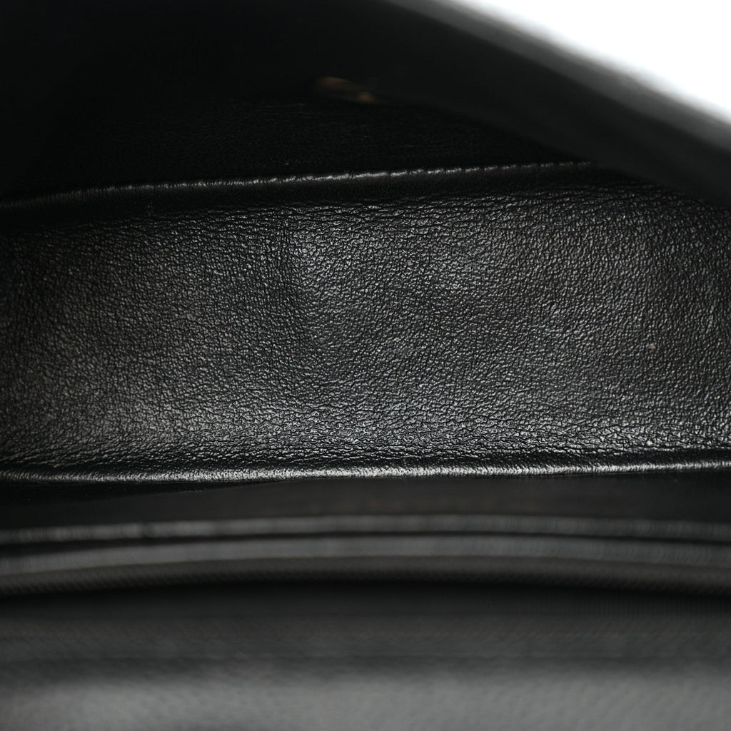 Metallic Caviar Quilted Mini Rectangular Flap Black