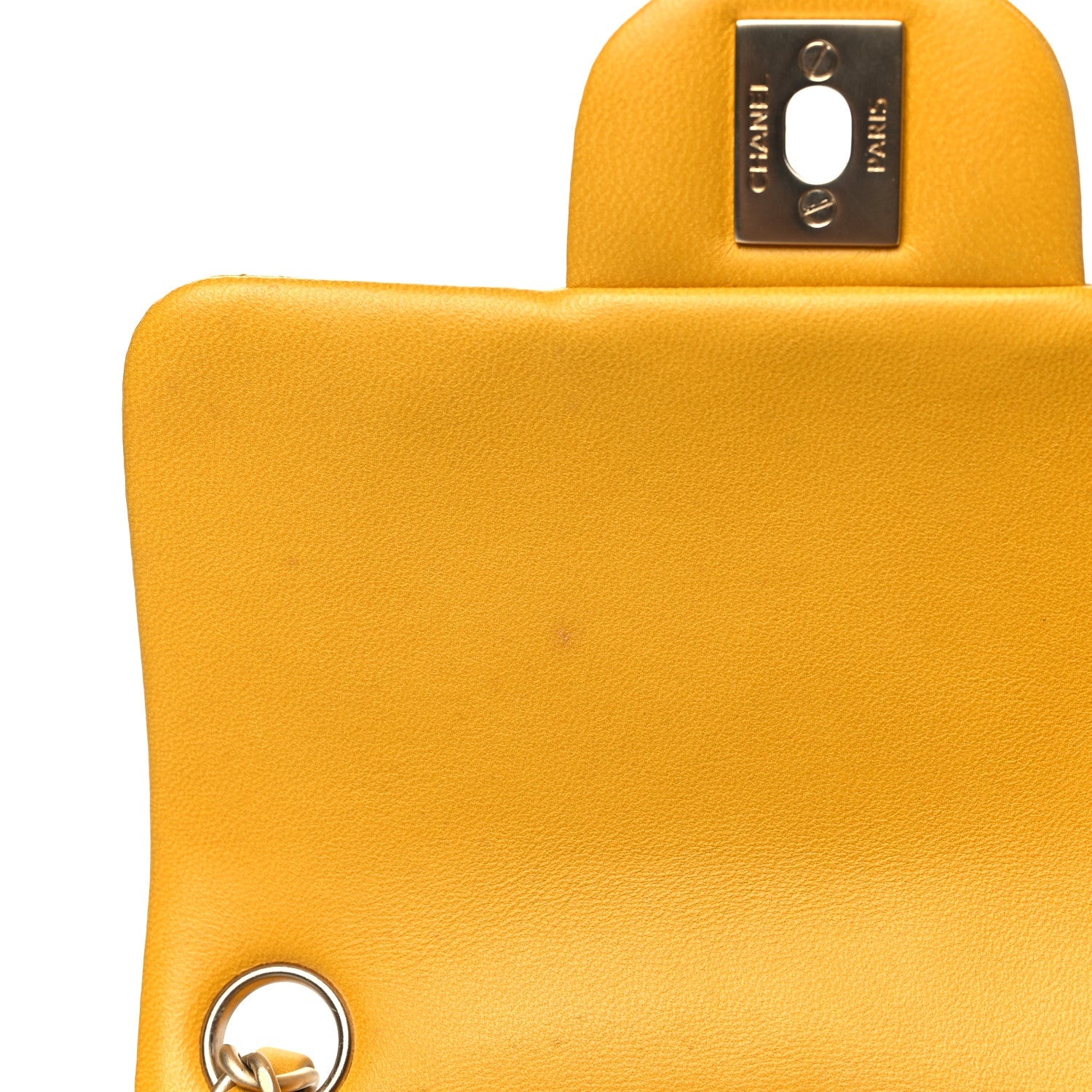 Lambskin Quilted Mini Square Flap Yellow