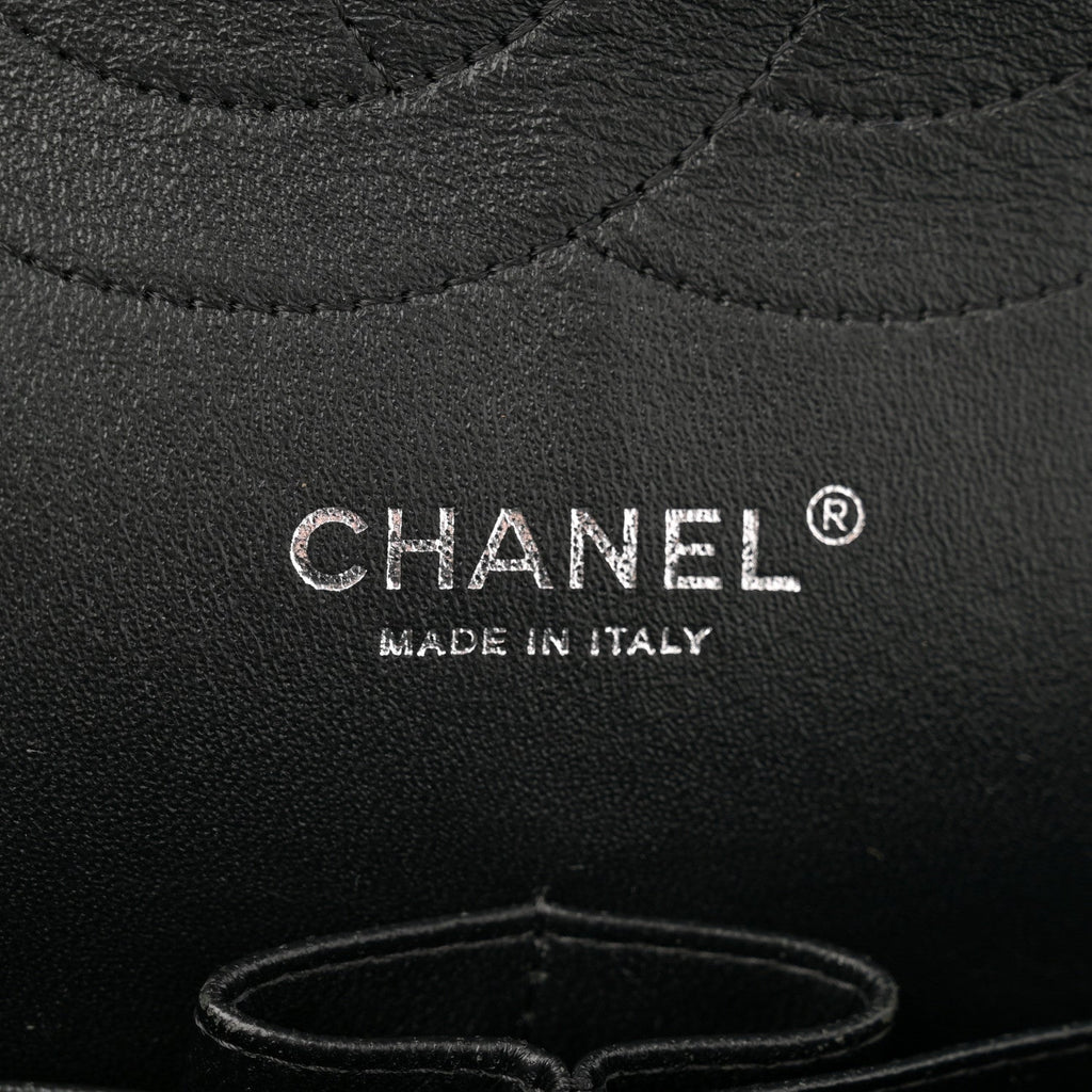 Patent Quilted Jumbo Double Flap Black