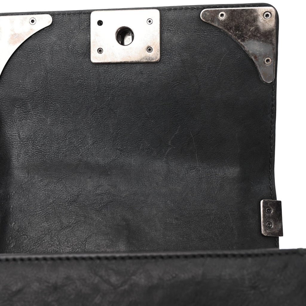 Calfskin Quilted Embellished Metal Small Boy Flap Black
