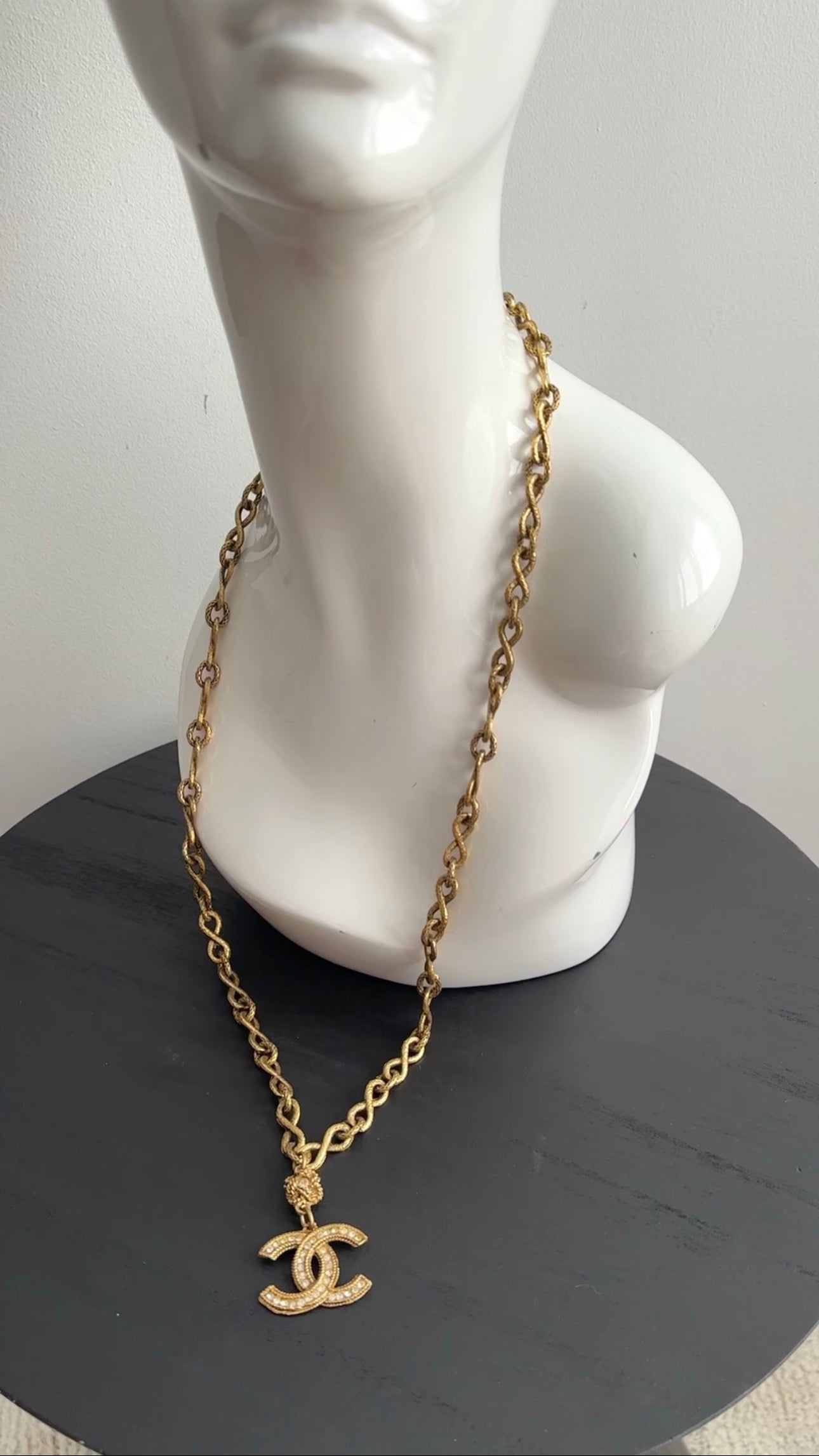Chanel Vintage Crystal CC Long Chain Necklace
