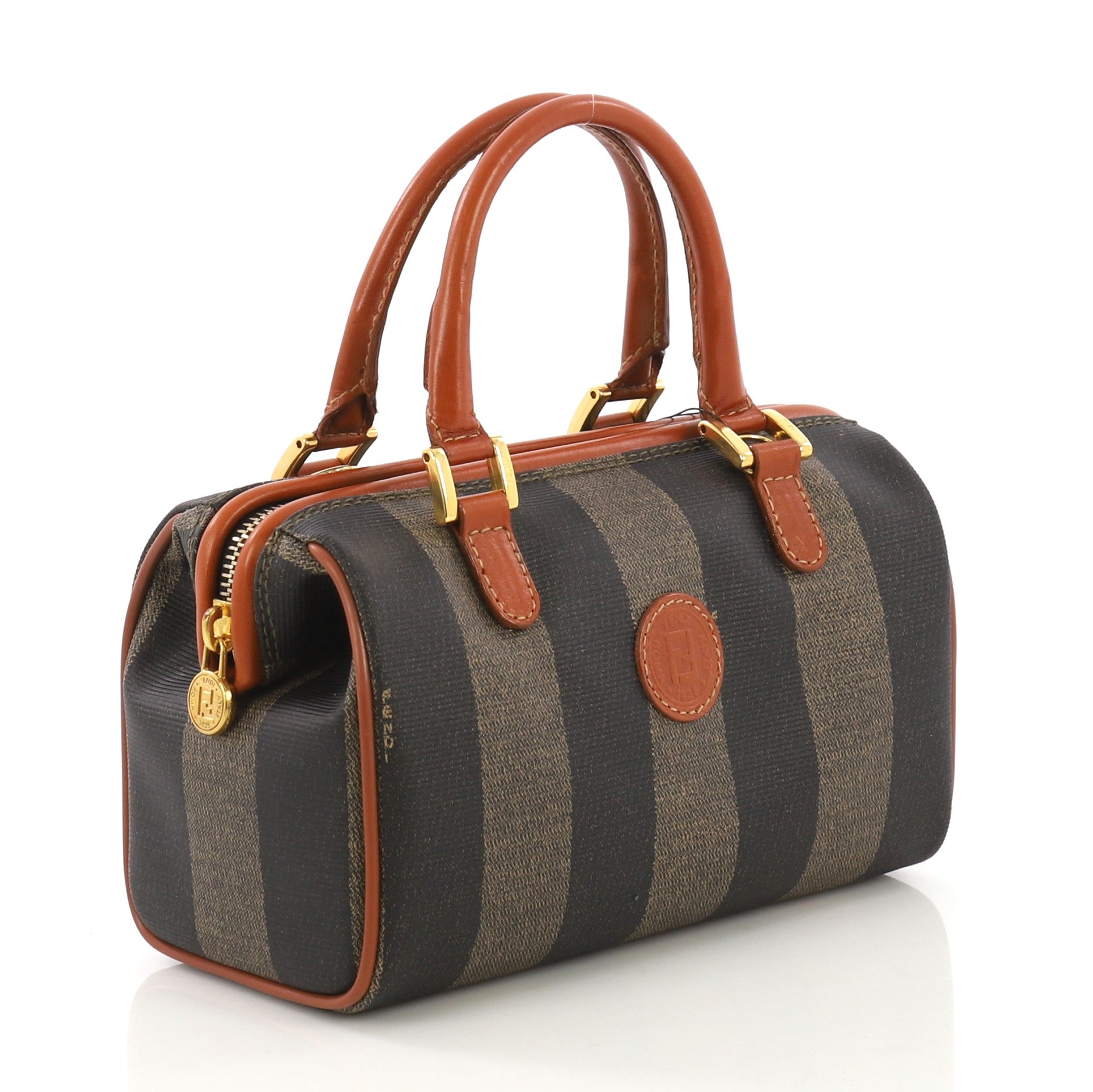 Vintage Pequin Convertible Boston Bag Coated Canvas Mini