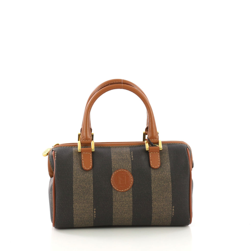 Vintage Pequin Convertible Boston Bag Coated Canvas Mini