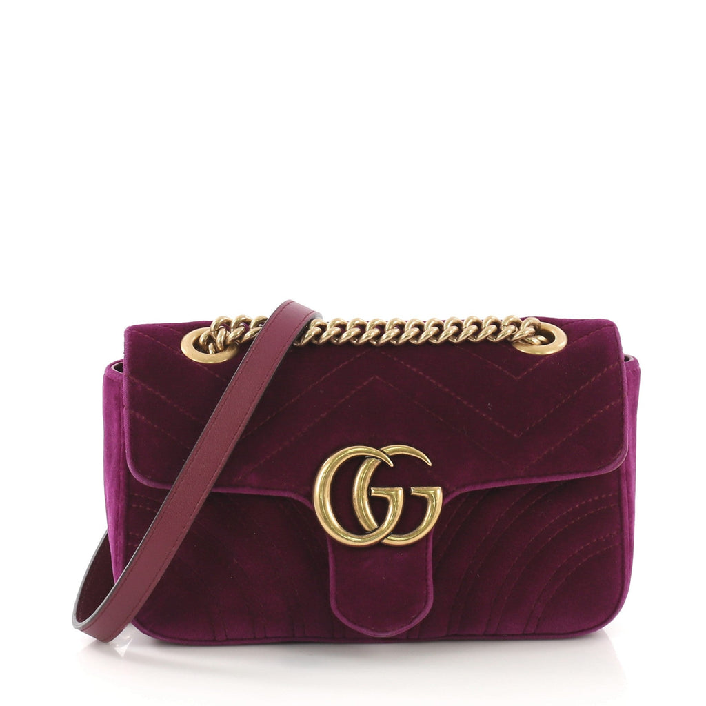 GG Marmont Flap Bag Matelasse Velvet Mini