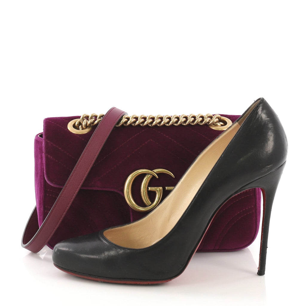 GG Marmont Flap Bag Matelasse Velvet Mini