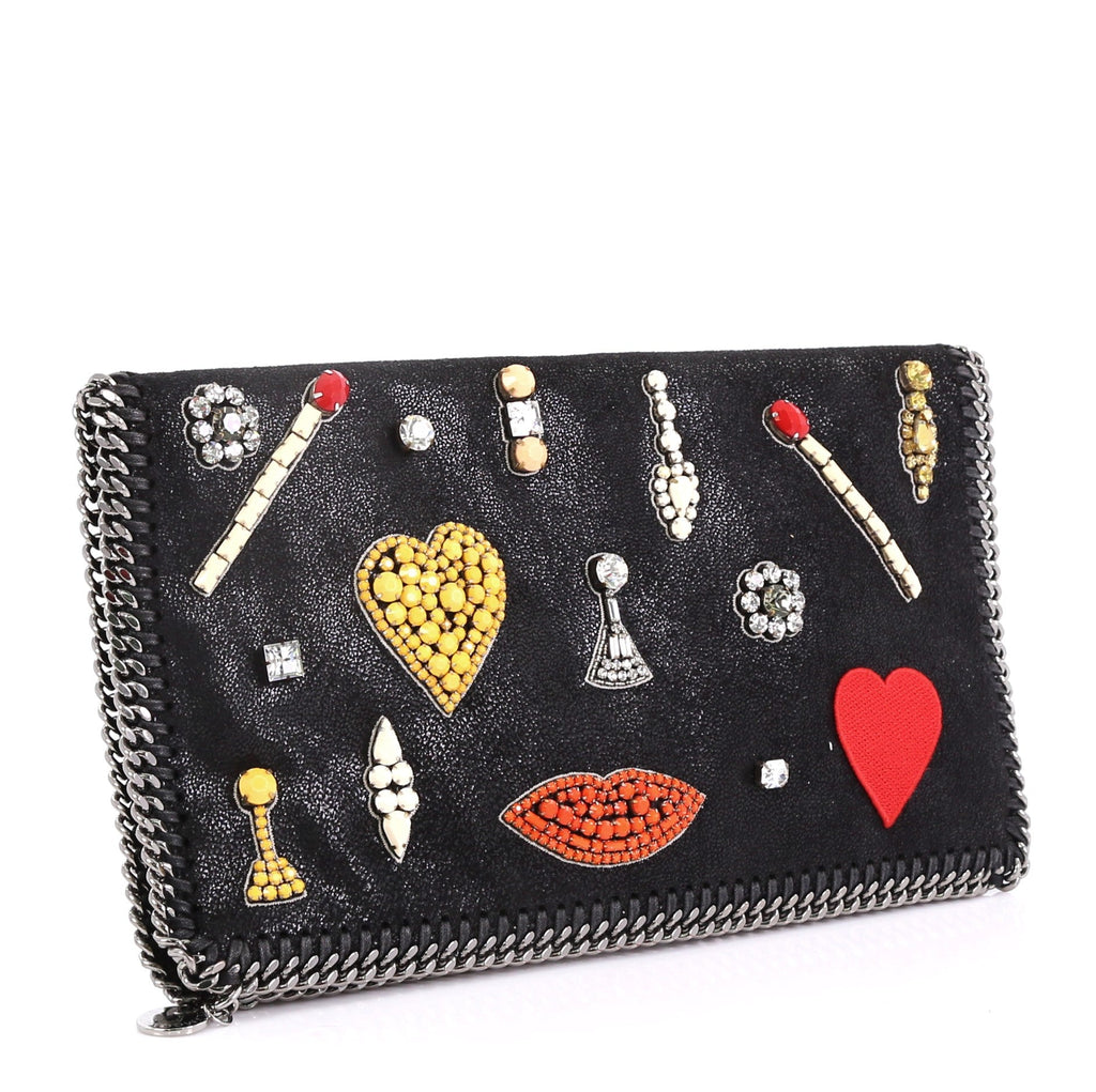 Falabella Flap Clutch Embellished Shaggy Deer
