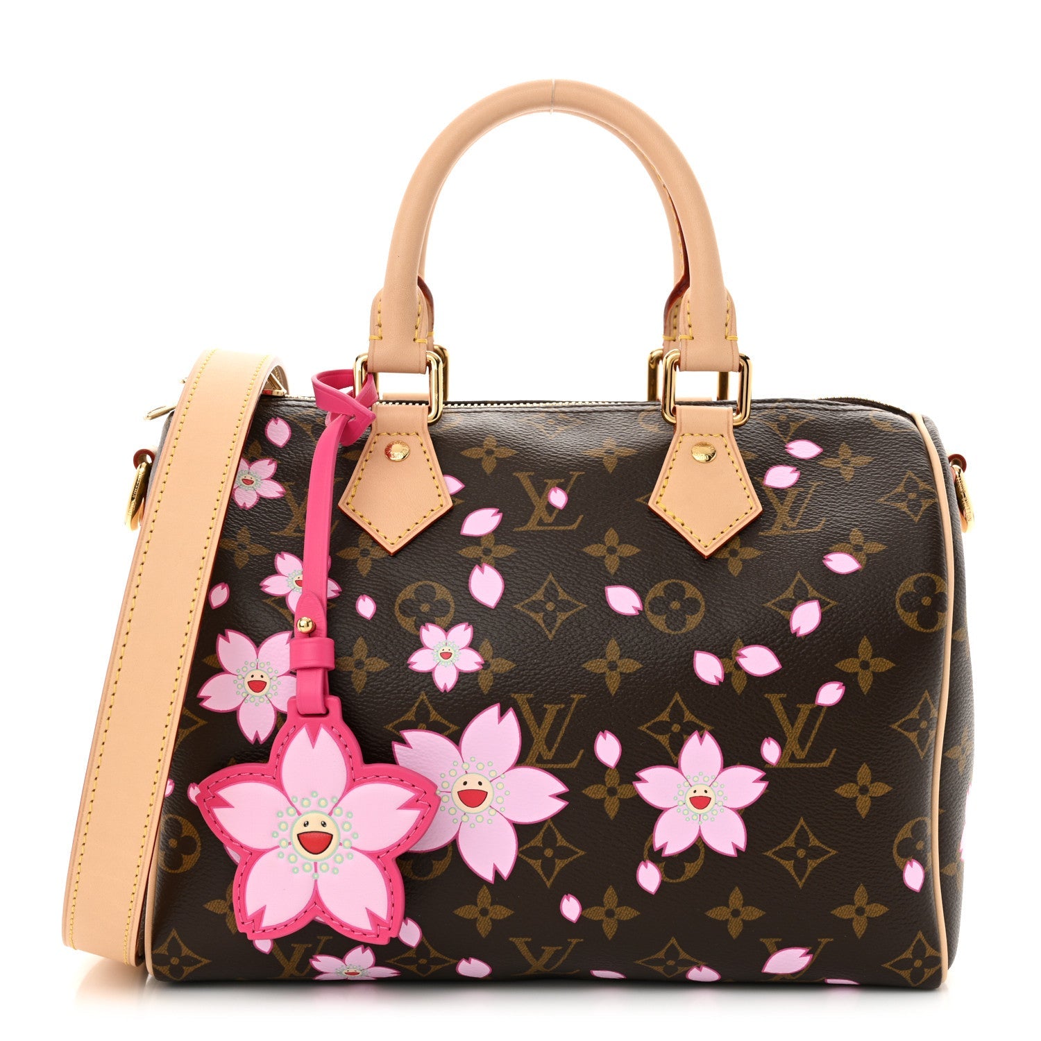 LV X TM Monogram Cherry Blossom Speedy Bandouliere 25 Sakura Brown