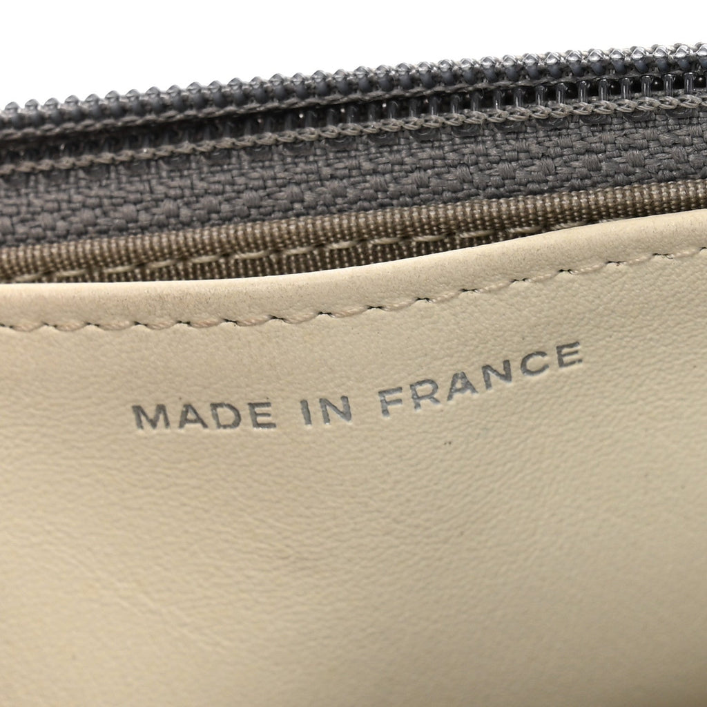 Metallic Aged Calfskin Quilted Wallet on Chain WOC Silver