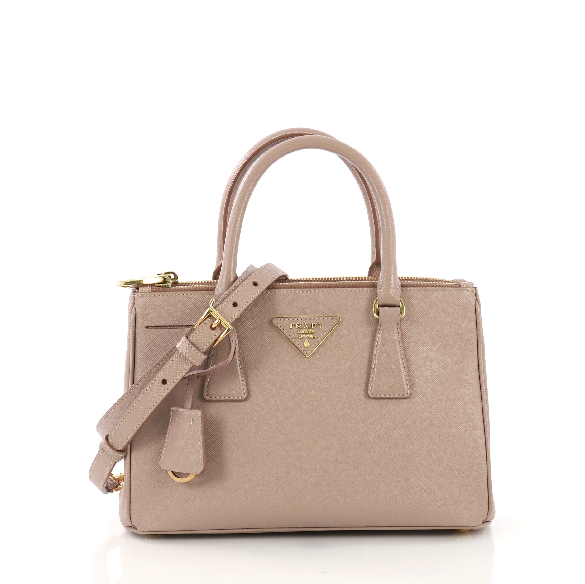 Double Zip Lux Tote Saffiano Leather Mini