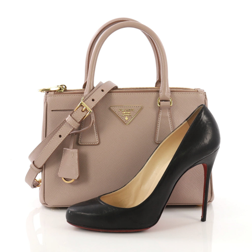 Double Zip Lux Tote Saffiano Leather Mini