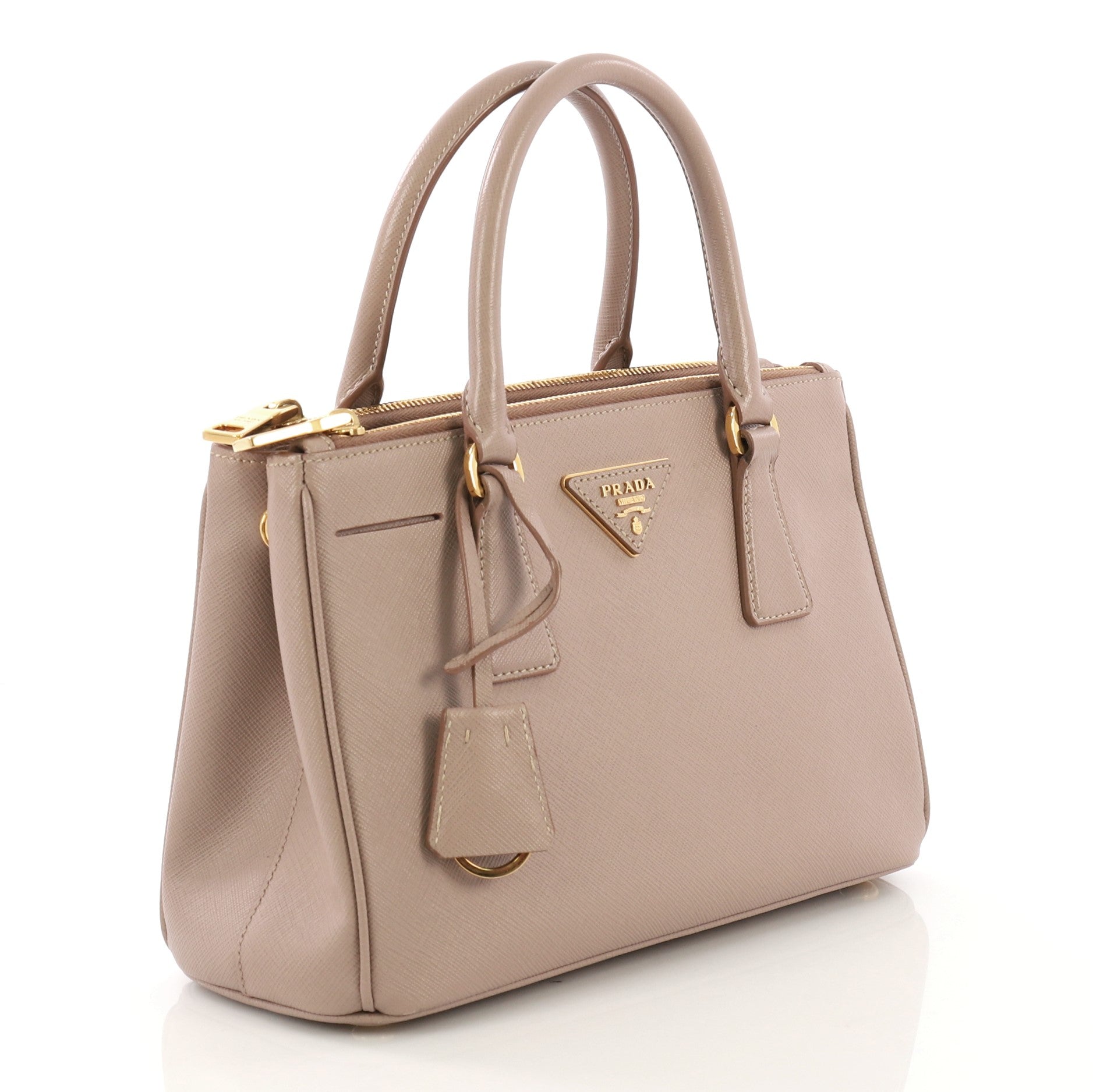 Double Zip Lux Tote Saffiano Leather Mini