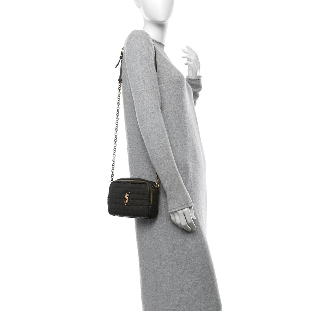 Lambskin Carre Quilted Cassandre Mini Camera Bag Light Musk