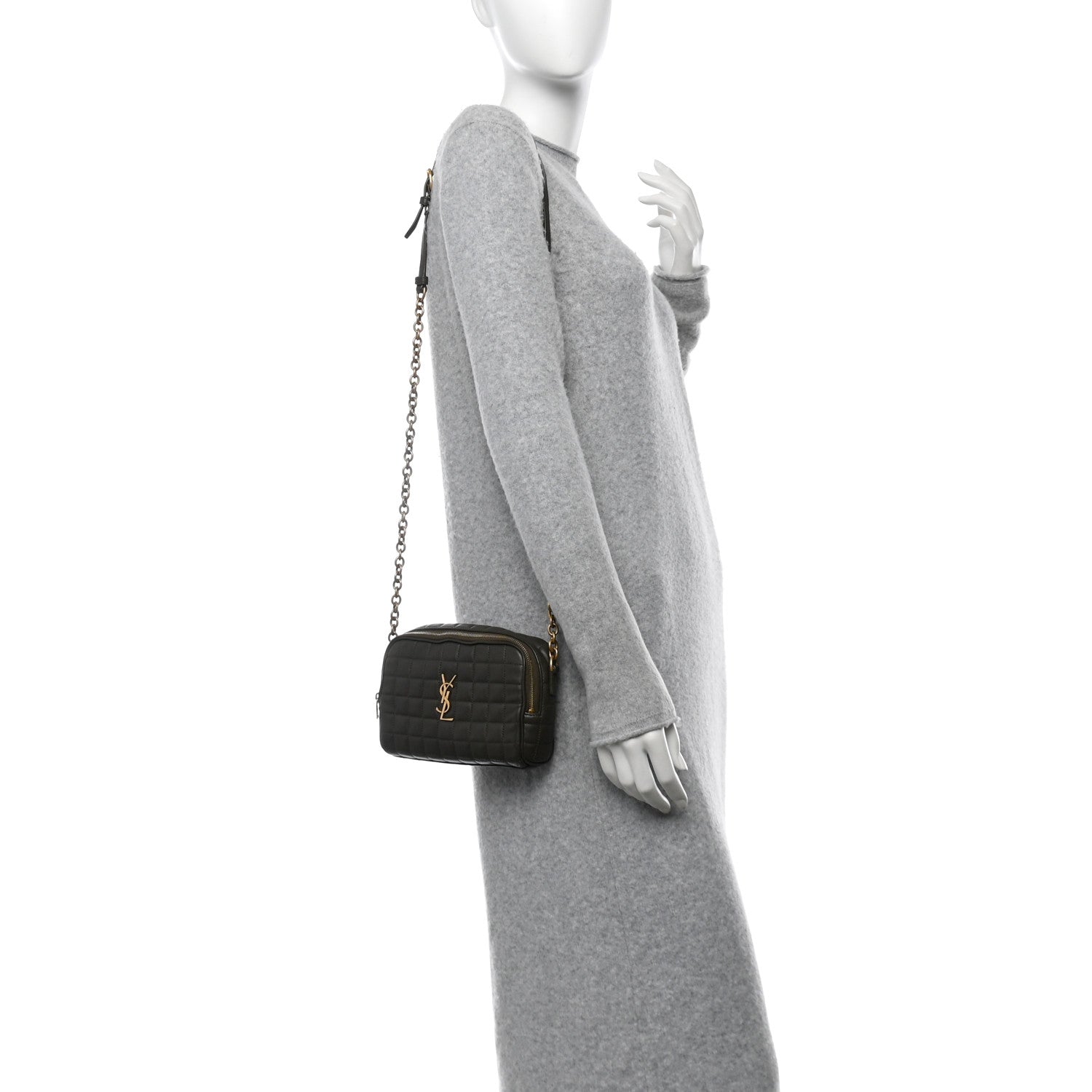 Lambskin Carre Quilted Cassandre Mini Camera Bag Light Musk