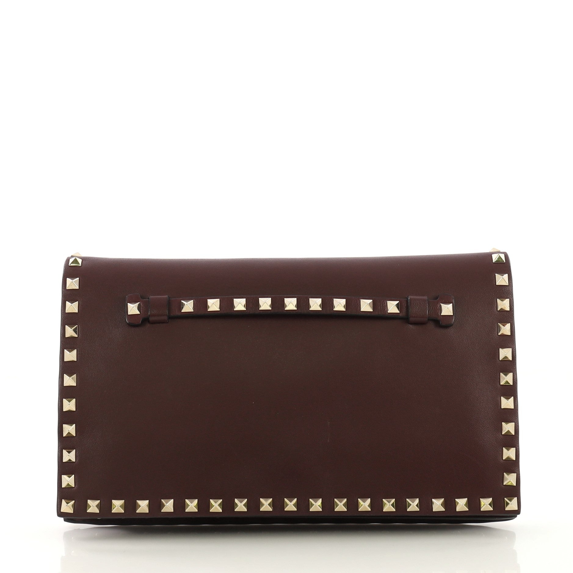 Rockstud Flap Clutch Leather
