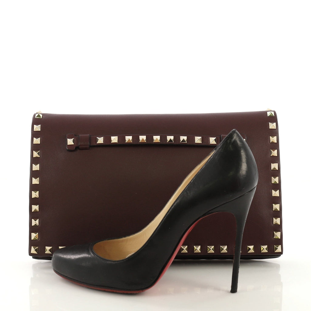 Rockstud Flap Clutch Leather