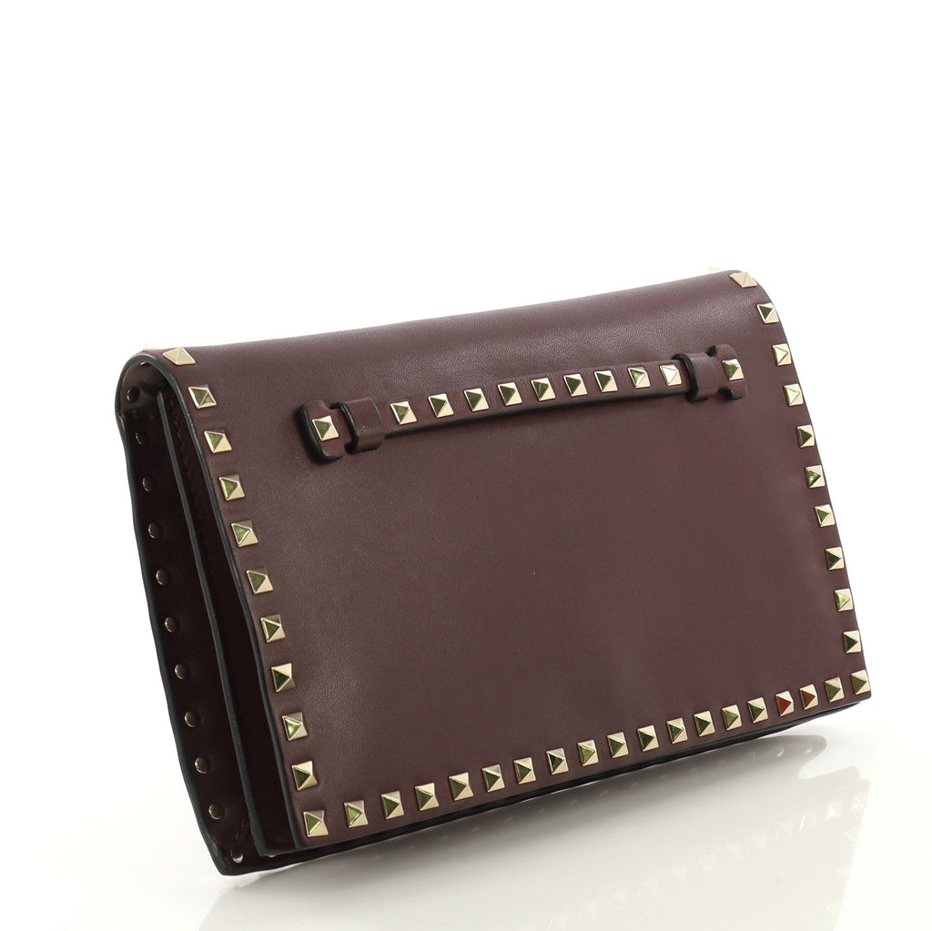 Rockstud Flap Clutch Leather