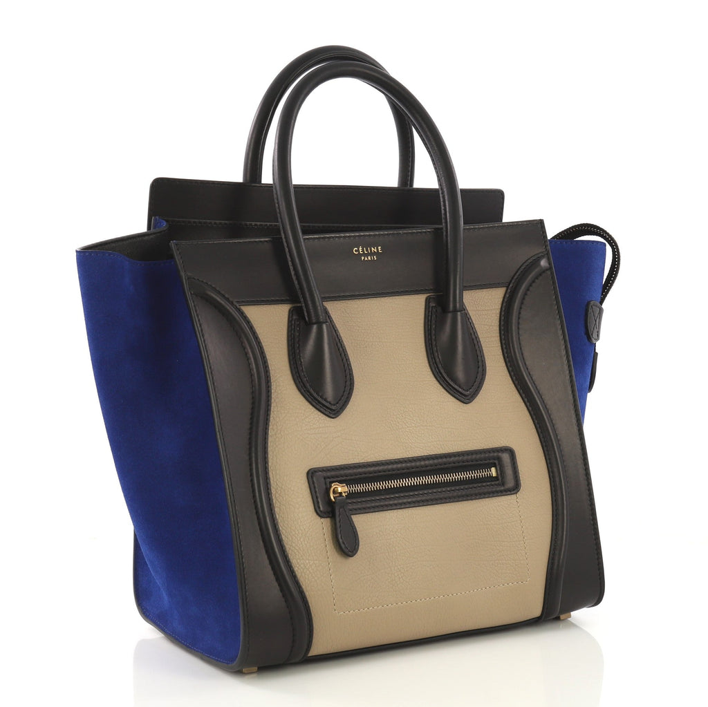 Tricolor Luggage Handbag Leather Mini