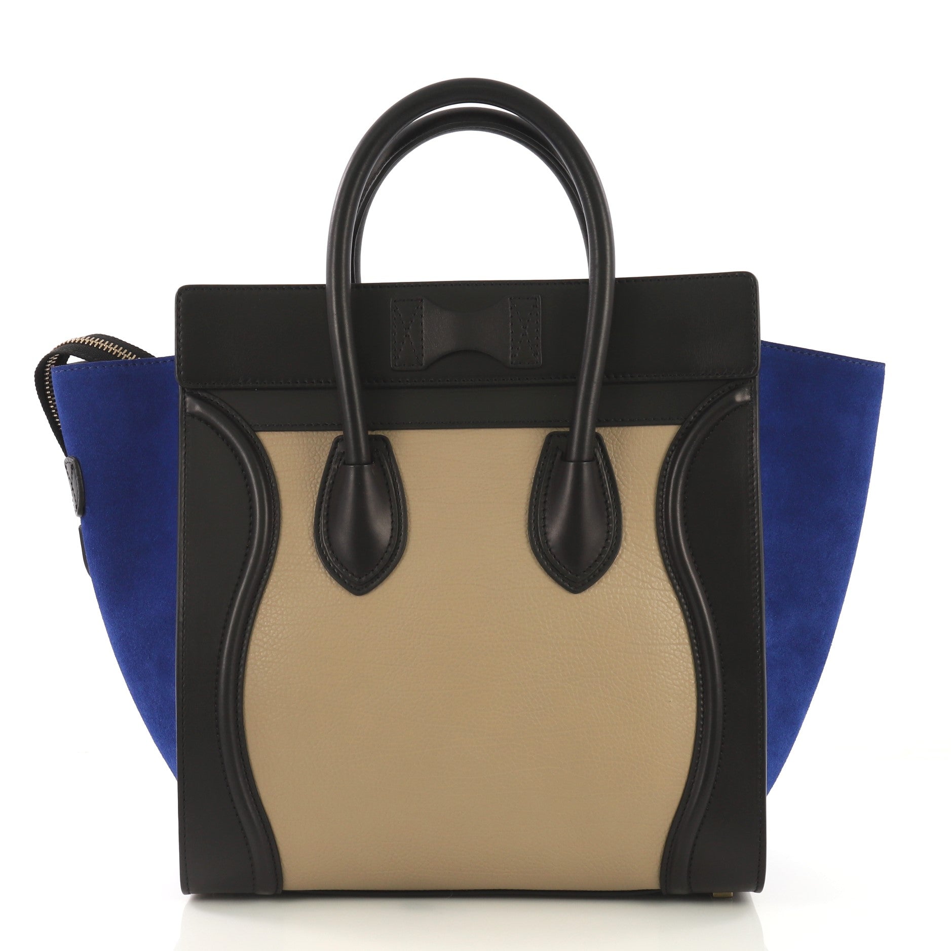 Tricolor Luggage Handbag Leather Mini
