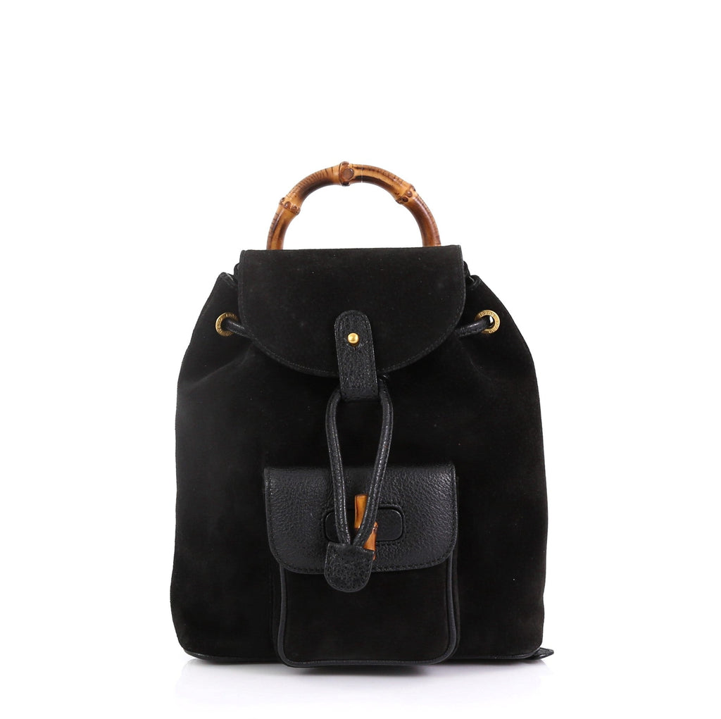 Vintage Bamboo Backpack Suede Mini