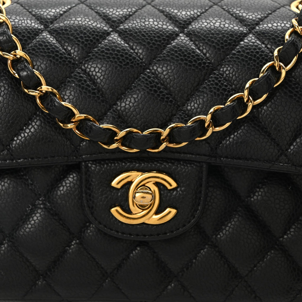 Caviar Quilted Small Double Flap Black