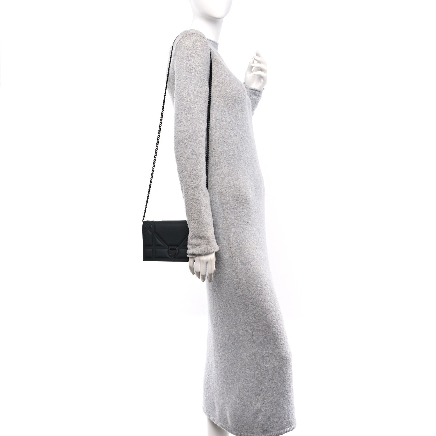 Ultra Matte Calfskin Diorama Wallet on Chain Pouch Black