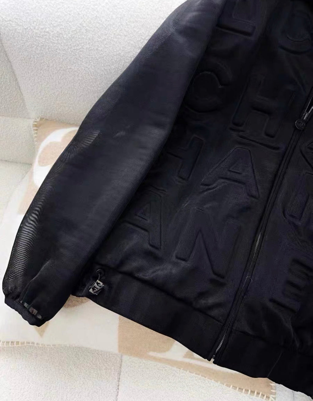 Chanel 19P black embossed Cc letters jacket size 36