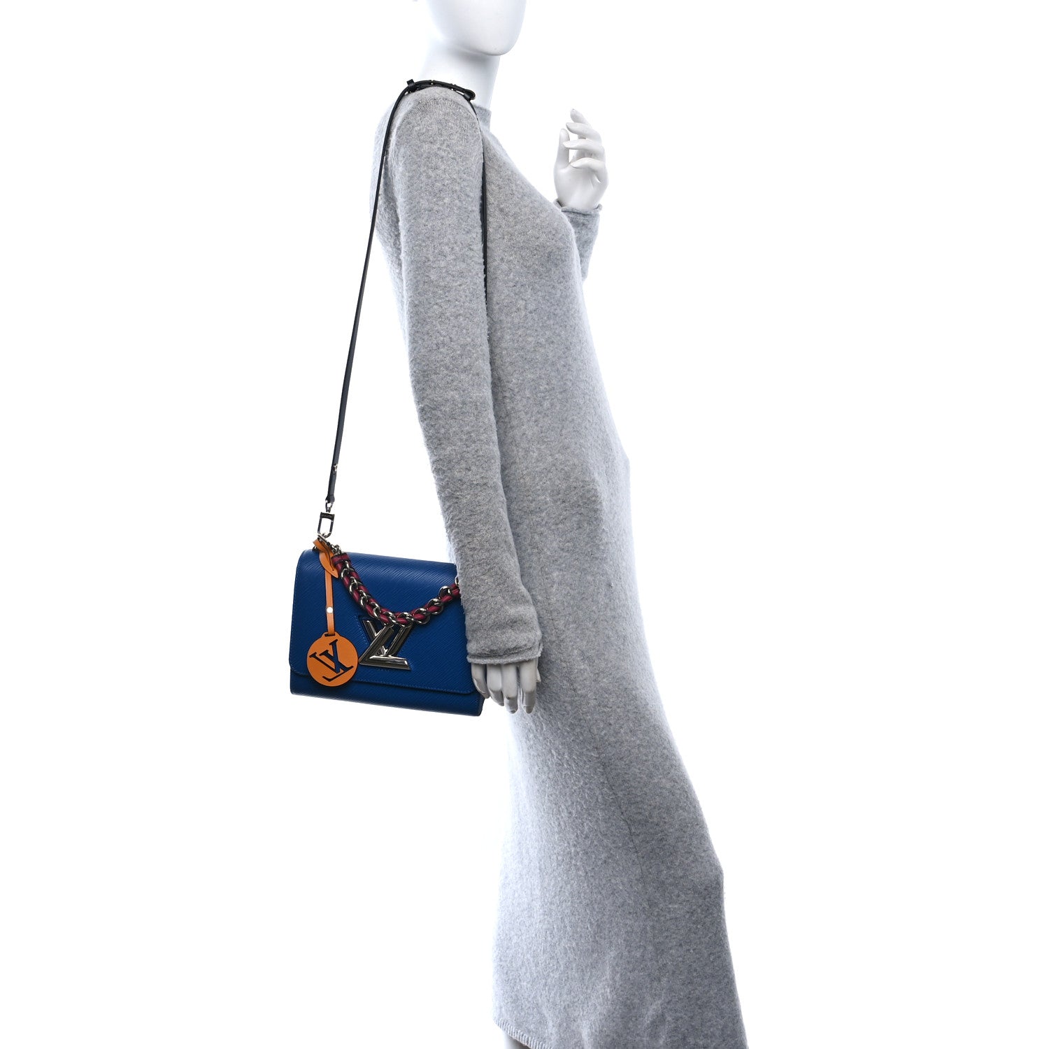 Epi Twist Braided Strap Shoulder Bag MM Bleu Roi
