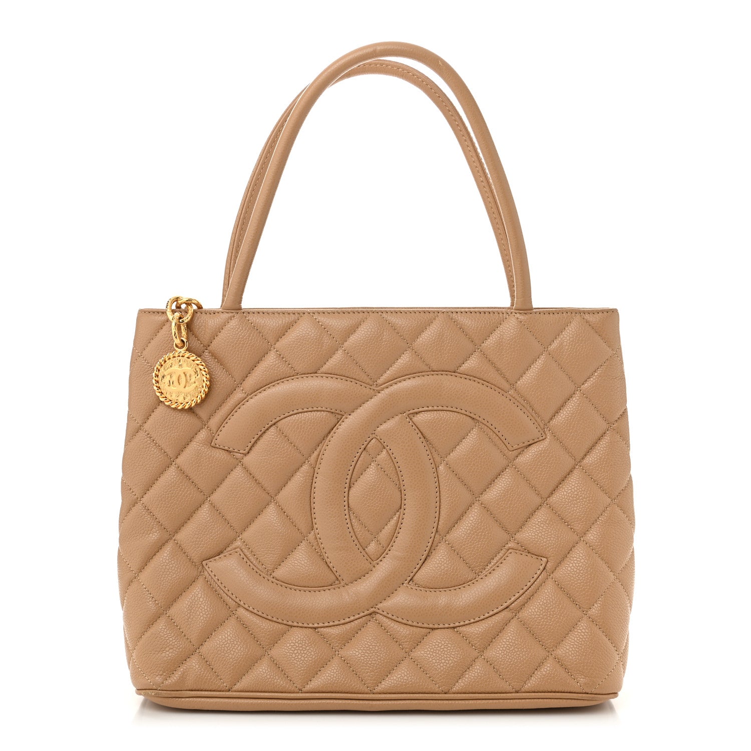 Caviar Quilted Medallion Tote Beige