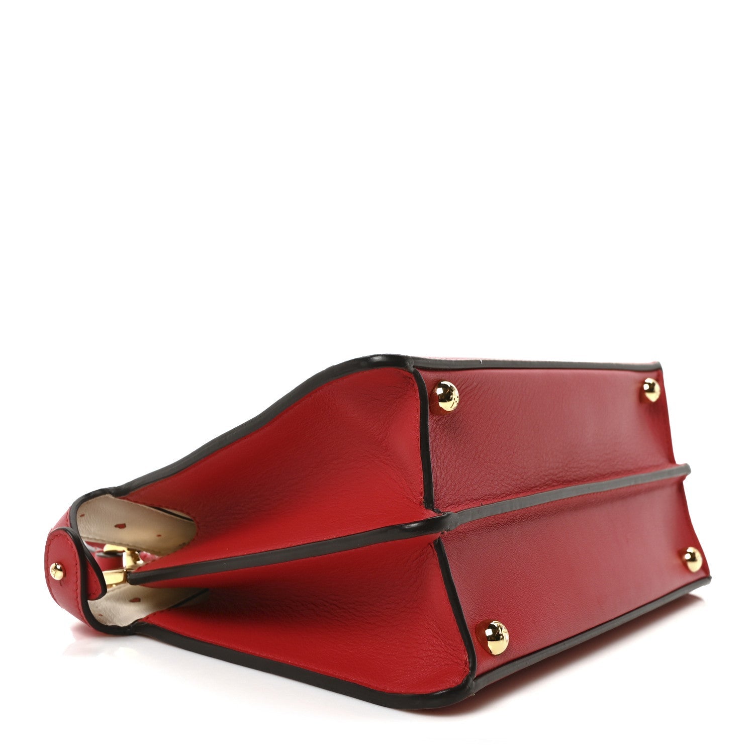 Vitello Seta Shiny Nappa Chinese Valentines Day Karligraphy Small Peekaboo I SEE U Satchel Panna Rosso inale