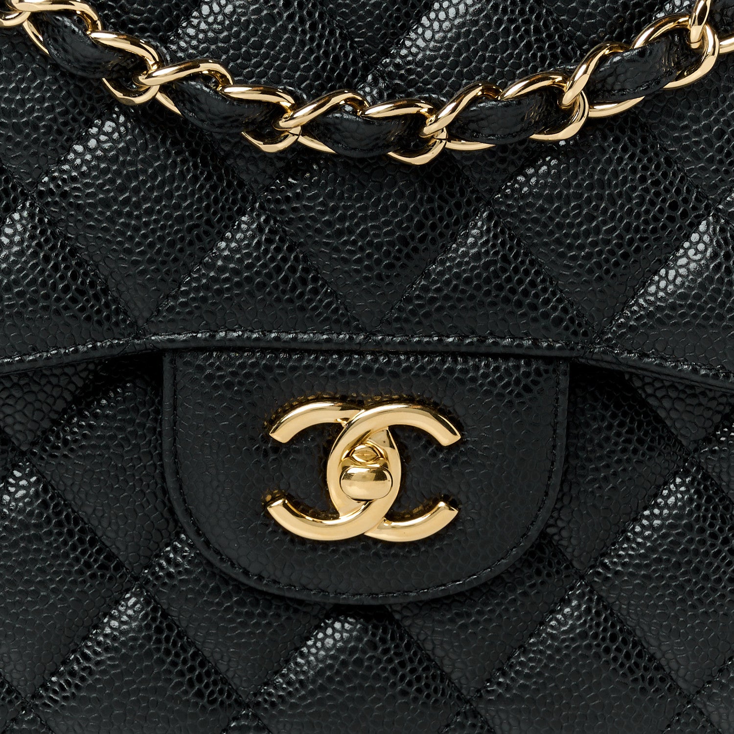 Caviar Quilted Jumbo Double Flap Black
