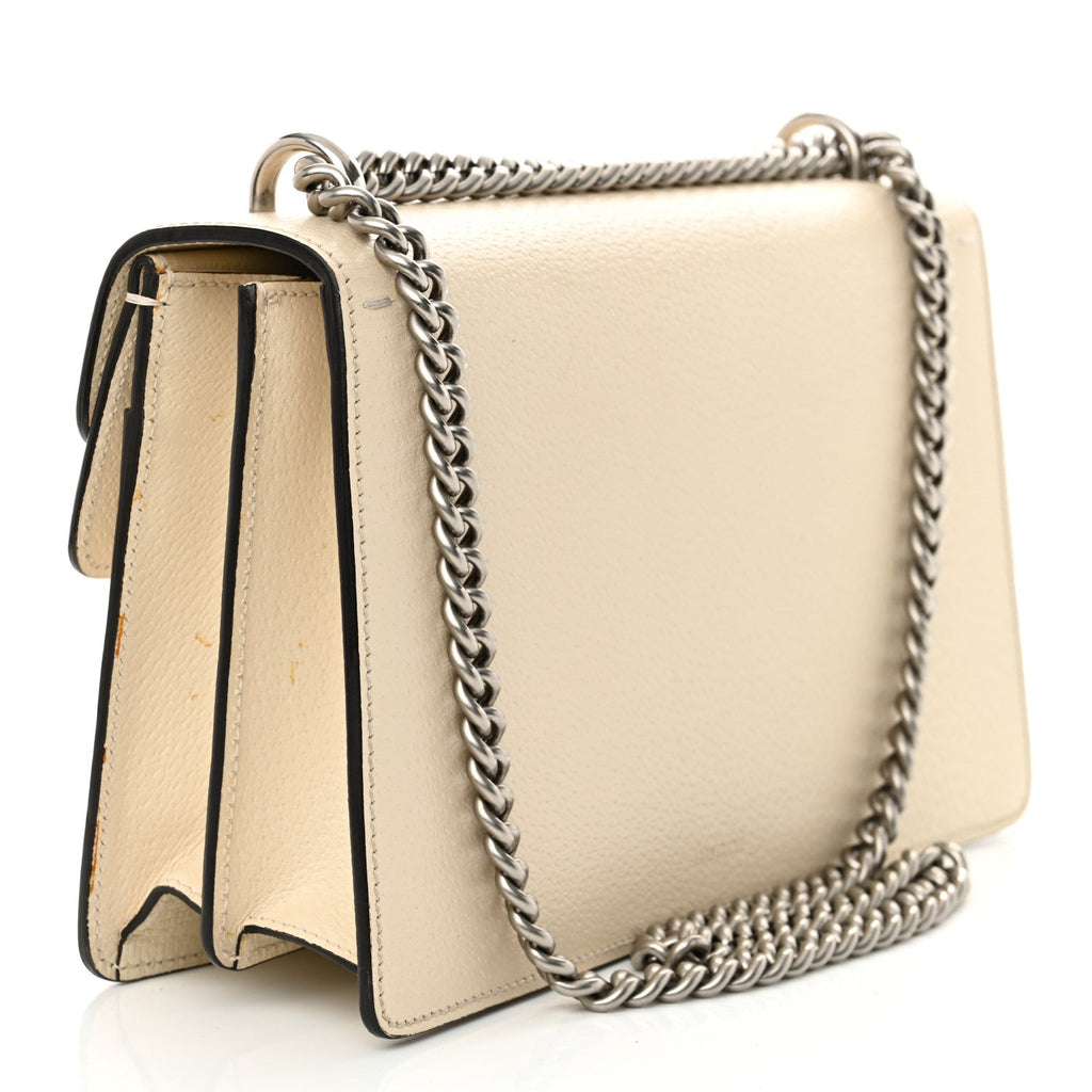 Textured Calfskin Crystal Small Dionysus Shoulder Bag Mystic White